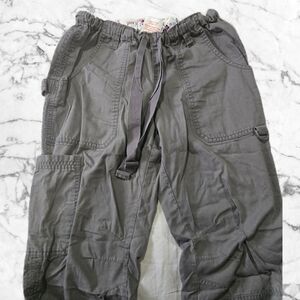 Casual Gray Scrub Drawstring Pants